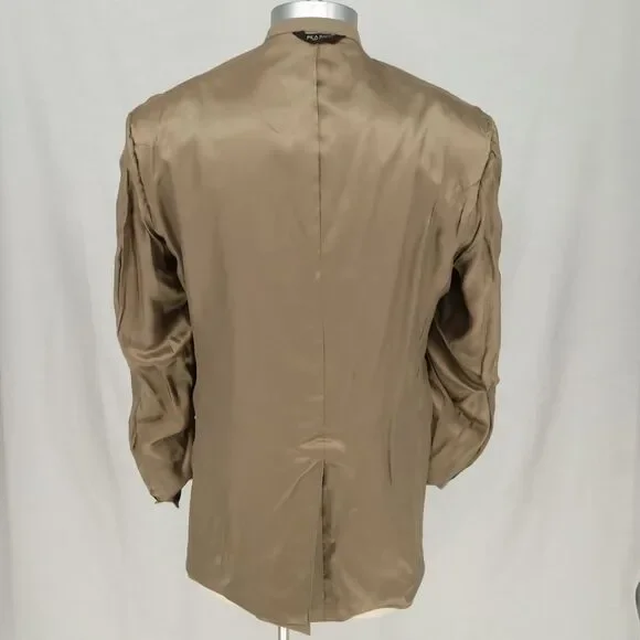 Jos A Bank Sport Coat Mens 46L Beige Tan Wool Jacket Two Button Lined